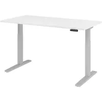 Hjh OFFICE PRO Bureau réglable en hauteur XMKA | 2-moteurs | 120-180 cm | électrique | blanc, couleur:argent, taille du plateau:160 x 80 cm