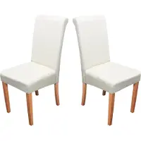 Generique Lot de 2 chaises de séjour Novara II, cuir crème/pieds clairs