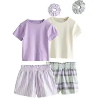Next Pyjama jaune clair / menthe / lavande / blanc