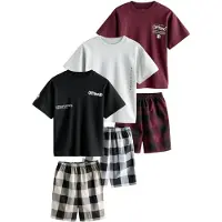 Next Pyjama crème / lie de vin / noir / blanc