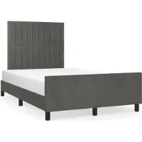 DKD Home Decor Cadre de lit avec tête de lit gris foncé 120x190 cm velours