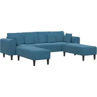 vidaXL Canapé 3 places, bleu, en velours