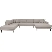 Ebuy24 Lido canapé U-canapé tourné vers la droite 4 coussins marron.