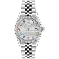 Philipp Plein Montre à affichage analogique brun foncé / gris / rouge feu / argent
