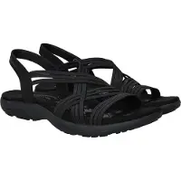 SKECHERS Reggae Slim - Simply Stretch Sandalen Plat - Zwart - Maat 39