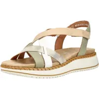 Remonte Sandales à lanières beige / vert / argent