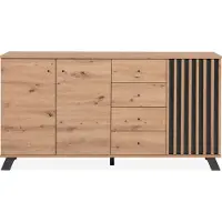CALICOSY - Buffet 3 portes et 4 tiroirsReproduction chêne artisan L160 cm - LUBLIN