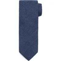 Suitable Cravate Laine/Soie Chevrons Marine Bleu Bleu foncé