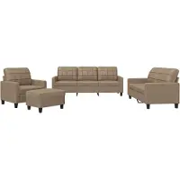 vidaXL Ensemble de canapés 4 pièces avec coussins Cappuccino-Brun Similicuir
