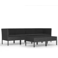 vidaXL Ensemble de salon de jardin 6 pièces avec coussins Poly rotin noir