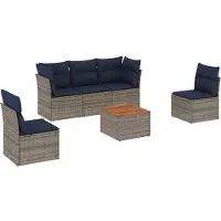 vidaXL Salon de jardin 6 pcs avec coussins gris résine tressée