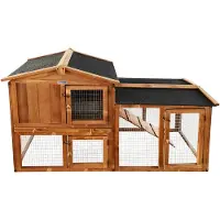 Lendo Online Clapier Lapin Extérieur 145x45x85 Bois Marron