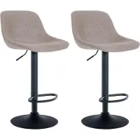CLP - Ensemble de 2 tabourets de bar de style industriel, avec dossier et rotation à 360°, couleur taupe, revêtus en tissu