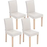 CLP Lot de 4 chaises de salle à manger Ina en similicuir avec piètement en bois, couleur crème, piètement couleur naturel