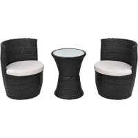 vidaXL Ensemble Bistro 3 pièces avec coussins Poly Rattan Noir