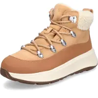 FitFlop Bottines F-Mode Femme à col teddy et Lacets Desert Tan