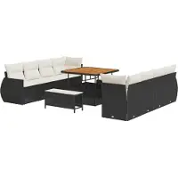 vidaXL Ensemble de canapés de jardin , 11 pièces, noir, en résine tressée