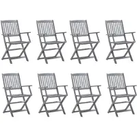 vidaXL Klappbare Gartenstühle 8 Stk. mit Kissen Massivholz Akazie