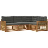 vidaXL Ensemble de canapés d'extérieur avec coussins 4 pièces Nature et Anthracite
