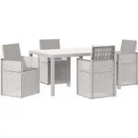 vidaXL Ensemble de table et chaises d'extérieur, 5 pièces, blanc et gris clair, en polypropylène