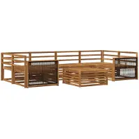 vidaXL Ensemble de salon de jardin 7 pièces en bois d'acacia massif, finition naturelle