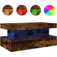 vidaXL Table basse avec lampes LED chêne fumé 90x50x40 cm