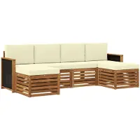vidaXL Ensemble de salon de jardin 5 pièces, couleurs naturelles et crème