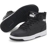 Puma Rebound Joy Fur JR : Chaussures de sport pour garçons, modèle sneaker, tige en matière synthétique, lacets, couleur noire, style décontracté