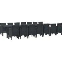 vidaXL Ensemble de mobilier de jardin pour salle à manger, 15 pièces, anthracite, en polypropylène (PP), de