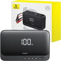 Baseus Jump Starter Démarreur, Compresseur, Batterie Externe, avec Lampe de Poche, Type-C, USB, 6000mAh - (C00245902111-00) - Noir