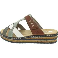 Rieker Mule cognac / kaki / menthe / blanc