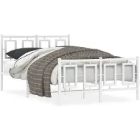 DKD Home Decor Cadre de lit avec tête et pied de lit en métal blanc 120x190 cm