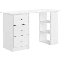 En.casa [] Bureau blanc 120x49x72cm avec 3 étagères et tiroirs Table de bureau Table d'ordinateur PC
