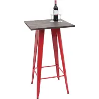 Mendler Table haute HWC-A73 avec plateau en bois, table de bar, design industriel en métal 107x60x60cm rouge