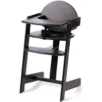 Geuther Filou - Chaise haute en bois - Chaise haute - Chaise de salle à manger pour bébé à table - Chaise haute pour jeunes enfants - Harnais 3 points - Chaise haute pour bébé - Noir