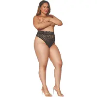 Dreamgirls - culotte taille haute en dentelle - noir - 2XL