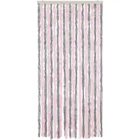 vidaXL Rideau anti-mouches gris argenté et rose 56x185 cm chenille