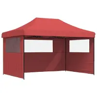 vidaXL Tente de réception pliable Pop-Up avec 3 panneaux latéraux rouge bourgogne