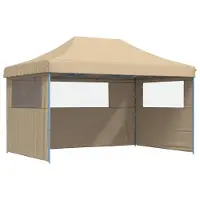 vidaXL Tente de réception pliable Pop-Up avec 3 panneaux latéraux Beige