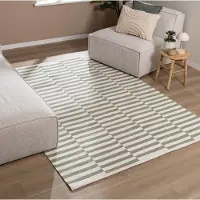 FRAAI Tapis en coton - Dazzle Blocks Vert/Blanc | 160x230 cm | Rectangulaire | Tissage plat