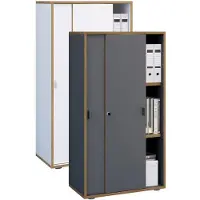 VCM Armoire de bureau à 3 compartiments Armoire à dossiers moderne à portes coulissantes Dimensions : env. H 110 x L 60 x P 37 cm ¿ Salia 3 compartiments