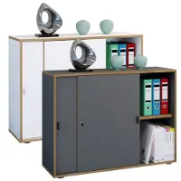 VCM Armoire de bureau à 2 compartiments Armoire à dossiers moderne à portes coulissantes Dimensions : env. H 74 x L 100 x P 37 cm ¿ Salia 2 compartiments