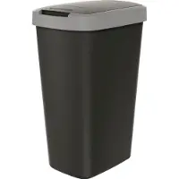 Prosperplast Poubelle 45l avec couvercle KEDEN COMPACTA Q noir avec bord gris clair