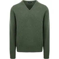 William lockie Pull Laine d'Agneau Col V Vert Olive