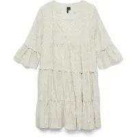 Vero Moda Robe 'VMDICTHE' beige clair / blanc