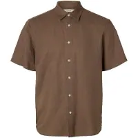 Selected Coupe Classique Chemise En Lin Mélangé Homme Marron M
