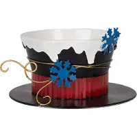 Clayre & Eef Figurine décorative Chapeau Ø 22x12 cm Noir Métal