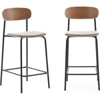 CALICOSY - Lot de 2 tabourets en tissu avec pieds en métal H66 cm - ADRIANA