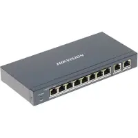 Hikvision DS-3E1310HP-EI Commutateur administrable PoE (10 ports), Switch réseau, Gris