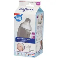 Difrax Biberon S Verre Wide Blanc 0+ mois 200 ml 200 ml Bouteilles